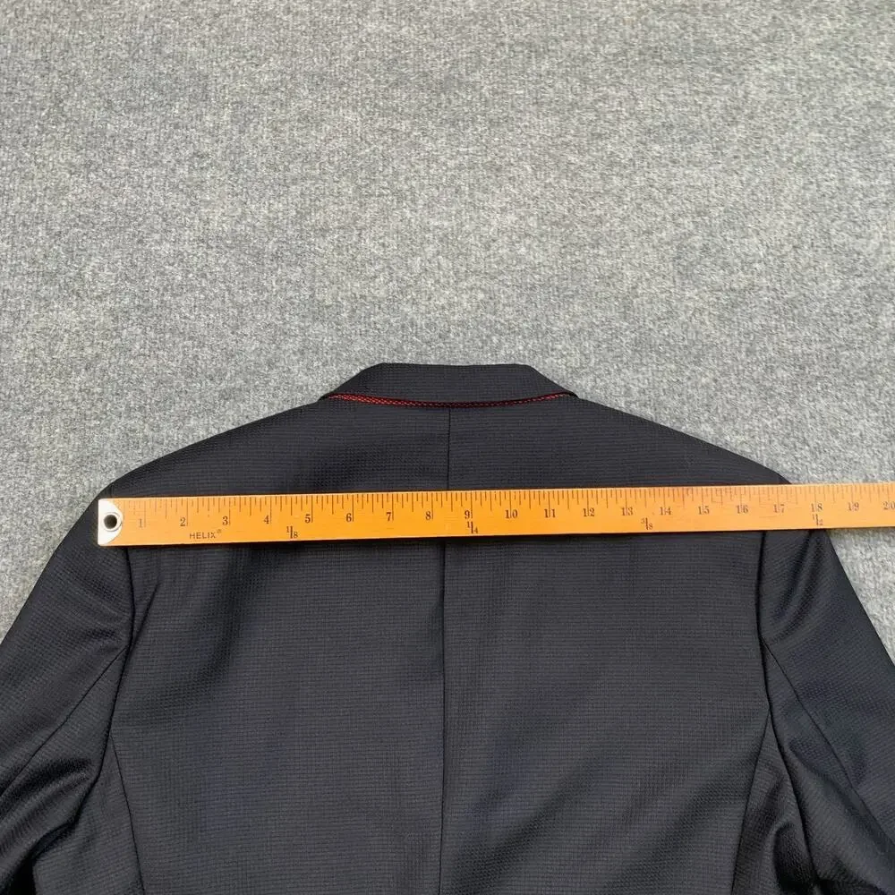 Hugo‎ Boss Blazer Mens 38R Navy Black Virgin Wool Notch 2 Button Single Breasted